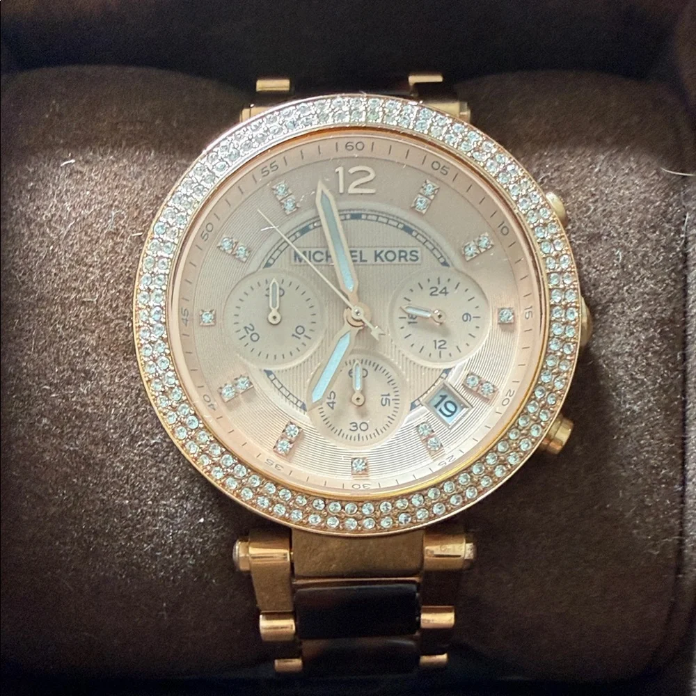 Michael Kors Rose Gold and Crystal Watch - Picture 1 of 8